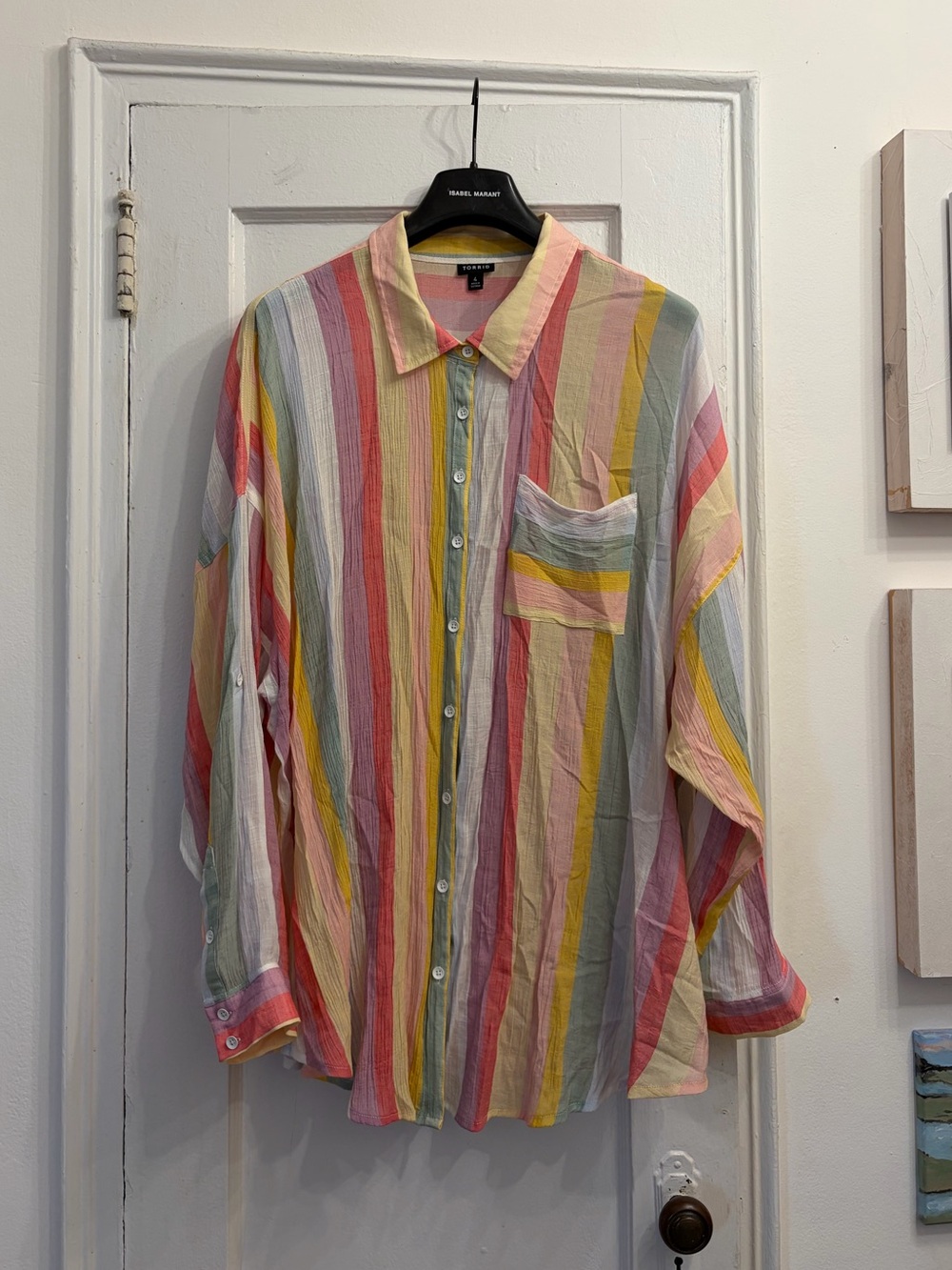 torrid Pastel Rainbow Striped Button-Down Shirt